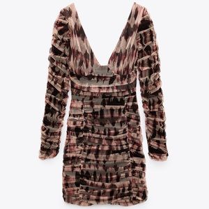 NWT Zara Draped Tulle Mini Dress